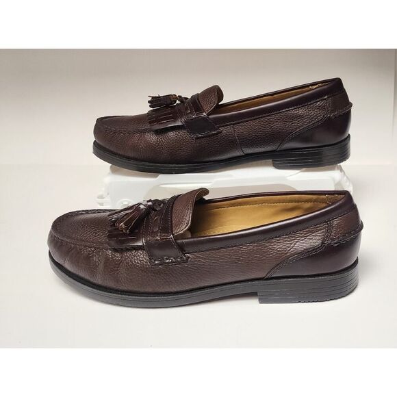 Chaps Men's Brown Leather Loafers tassels Dress Shoes size 12M - Picture 4 of 12